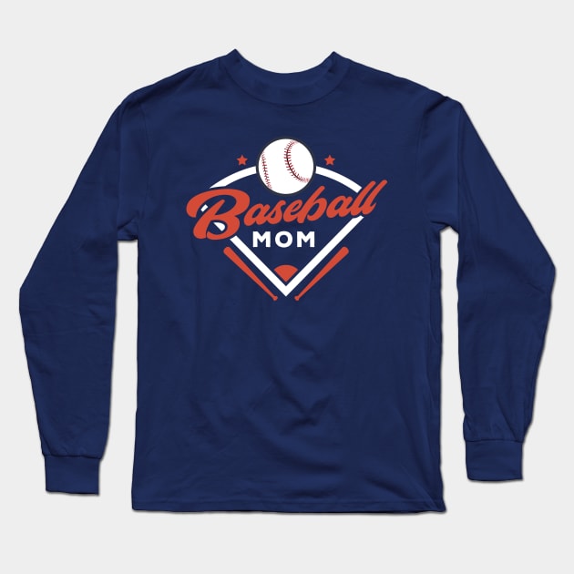 Baseball Mom // Vintage Baseball Mom Diamond Bat and Ball Long Sleeve T-Shirt by SLAG_Creative